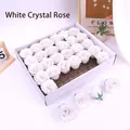 Artificial white crystal roses in a bulk gift box for DIY arrangements and crafts - White