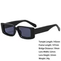 Black square frame sunglasses with detailed dimensions of 147mm width and 34g weight - 3666 Bright Black