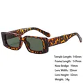 Square tortoise shell sunglasses with deep green lenses and wide frame temples - 3666 Demi