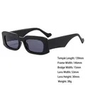 Black wide temple rectangular sunglasses with dimensions of 146mm width and 38g weight - 3727 Bright Black