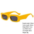 Retro rectangular yellow sunglasses with wide temples and dark gray UV lenses - 3727 Solid Yellow
