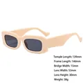 Retro rectangular wide arm sunglasses in beige with dark lenses and thick frame - 3727 Beige