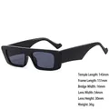 Chic black thick frame rectangular cat eye sunglasses with detailed size measurements - 3729 Bright Black