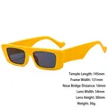 Trendy bright yellow square frame sunglasses with wide temples and dark grey lenses - 3729 Yellow