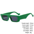 Retro-Rechteck-Sonnenbrille in Grasgrün mit dunkelgrauen Gläsern und breiten Bügeln - 3729 Grün