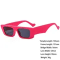 Hot pink rectangular chunky frame sunglasses with dark grey UV protective lenses - 3729 Rose Red