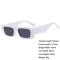 White wide-frame rectangular sunglasses with dark lenses and dimensions illustration - 3729 Solid White