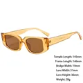 Retro rectangle sunglasses with amber orange frame and dark brown lenses for fashion - 3735 Light Tea