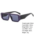 Chunky purple square cat eye sunglasses with thick black temples and grey lenses - 3744 Purple Frame Black Leg