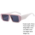 Retro rectangular sunglasses with light pink frame and solid white temples for women - 3744 Pink Frame Jelly White Leg