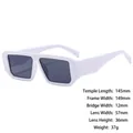 White rectangular sunglasses with dark lenses and wide temples in a trendy cat-eye style - 3744 Solid White
