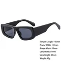 Retro black rectangular sunglasses with wide temples and detailed size dimensions - 3762 Bright Black