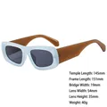 Mode Cat-Eye Sonnenbrille mit blauem Rahmen, bernsteinfarbenen Bügeln und Maßen - 3762 Hellblau