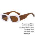 Chic vintage square cat-eye sunglasses with white frames and brown lenses for women - 3762 Solid White