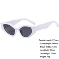 White irregular cat eye sunglasses with gray polarized lenses and wide temples - 3787 Solid White
