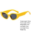 Fashionable bright yellow cat-eye sunglasses with wide temples and dark lenses - 3787 Yellow