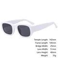 Retro white square sunglasses with dark lenses and 145mm frame width dimensions - 3806 Solid White