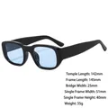 Retro black square sunglasses with light blue lenses and detailed frame dimensions - 3806 Bright Black Blue Lens