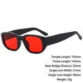 Retro thick-frame sunglasses with glossy black frames and vibrant red lenses style - 3806 Bright Black Red Lens