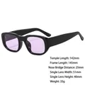 Modern square sunglasses with thick black frames and light purple lenses, detailed dimensions - 3806 Bright Black Purple Lens