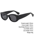 Retro black chunky frame cat-eye sunglasses with detailed sizing specifications - 3874 Bright Black