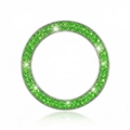 Silver car start button decorative ring with sparkling emerald green crystals - Light Green