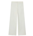Detail of high-waist wide-leg cream trousers with premium draped fabric texture - White Pants
