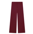 Detailed flat lay of burgundy high-waisted wide-leg suit trousers with smooth drape texture - Wine Red Pants