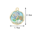 Blue rose flower enamel charm with faux pearl detail and 1.9cm x 2.4cm size specs - 13# Lake Blue Label (Blue Flower) [1.9CM×2.4CM]