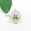 Purple enamel cherry pendant in gold finish for DIY jewelry making 2.4cm x 1.9cm - 17# Purple+Green (Cherry) [1.9CM×2.4CM]