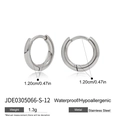 Orecchini a cerchio classici da 12mm in acciaio inossidabile argento, impermeabili e sicuri - Cerchio Classico / Argento/12mm