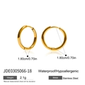 Orecchini a cerchio in acciaio inossidabile dorato, diametro 1,8 cm, gioielli anallergici - 18mm / Oro (JDE0305066-18)