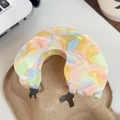 Elegante pinza para el cabello de acetato jaspeado con patrones de remolinos pastel - 9cm / Multicolor Claro
