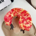 U-shaped acetate hair claw clip with red and white marbled ink texture for women - 9cm / Gilded Red