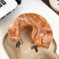 Elegant amber and white marble texture acetate hair claw clip for bun hairstyles - 9cm / Gemstone Brown