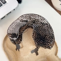 Elegant large U-shaped acetate hair claw clip with black and grey mosaic pattern - 9cm / Lace Black