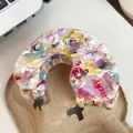 Elegant acetic acid hair claw clip with colorful marble pattern on a simple white desk - 9cm / Floral Multicolor