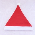 Classic red plush Santa hat with white fur trim and pompom decoration for Christmas - Non-woven Basic Style / Red