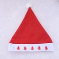 Plush Christmas hat with LED lights and festive red tree decorations on a white furry background - Christmas Tree Decoration with Lights / Red