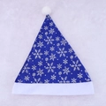 Blue plush Christmas hat with silver snowflakes and LED lights for festive parties - Blue Bronzing Snowflake Style / Blue
