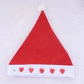 Plush Christmas hat with red heart LED lights and white faux fur trim for festive parties - Heart Decoration with Lights / Red