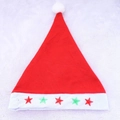 Plush Christmas hat with five LED star lights on white faux fur background - Red and Green Star with Lights / Red