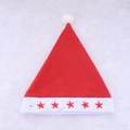 Red plush Christmas hat with LED lights and five red star decorations on white fur - Red Pentagram with Lights / Red
