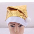 Festive gold sequin Christmas hat with plush white trim and a fuzzy pompom for parties - Gold Bright Film Style / Gold