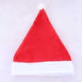 Classic plush red and white Christmas hat with LED lights and white fluffy pom pom - Single Layer Short Plush / Red