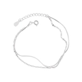 Zweilagiges 925 Sterling Silber Armband mit Schlangen- und Wellenkette, verstellbar - 925er Silber / Silber