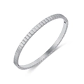 Minimalist silver geometric cube link bracelet with modern polished finish in silver tone - Silver