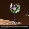 Calice da vino vintage con crisantemi viola dipinti a mano, capacità 650ml - Stile Crisantemo Viola