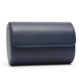 Portable deep blue lychee pattern leather watch storage case with premium stitching - 2 Slots / Dark Blue Smooth Texture