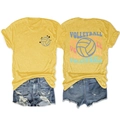 Ensemble t-shirt jaune imprimé volleyball et short en jean bleu délavé à trous - S / Jaune (Impression noire)
